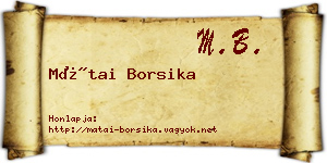 Mátai Borsika névjegykártya
